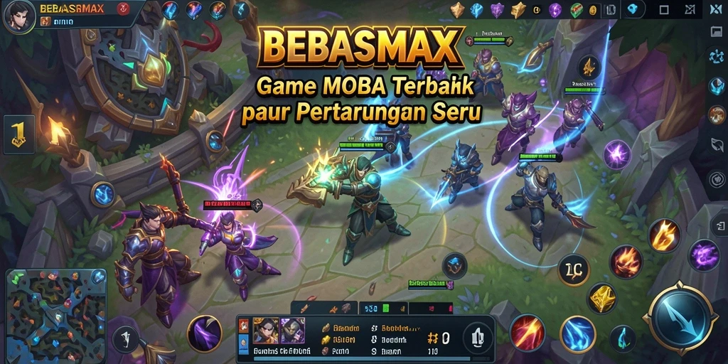 Tampilan gameplay seru di arena pertempuran BEBASMAX.