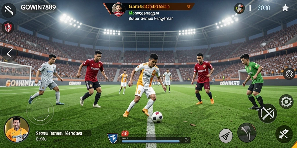 Cuplikan permainan GOWIN789 menampilkan aksi seru di lapangan sepak bola.