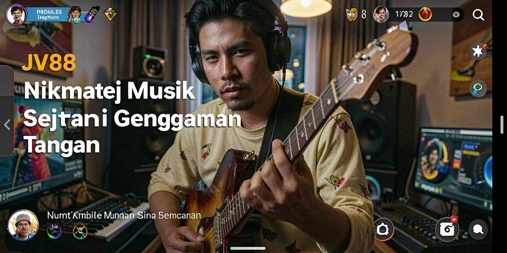 Tampilan gameplay aplikasi JV88 saat menikmati musik dengan fitur interaktif.