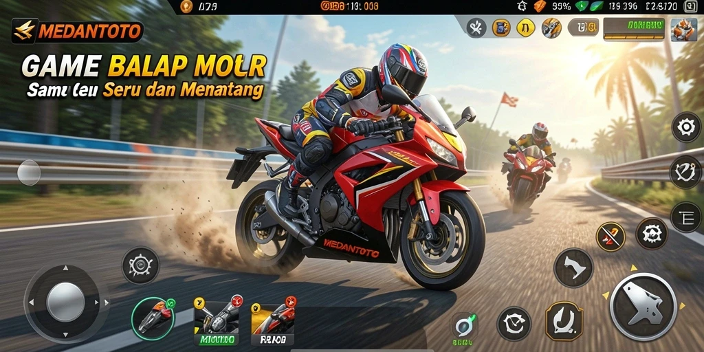Gameplay seru MEDANTOTO dengan balapan mendebarkan di jalanan.