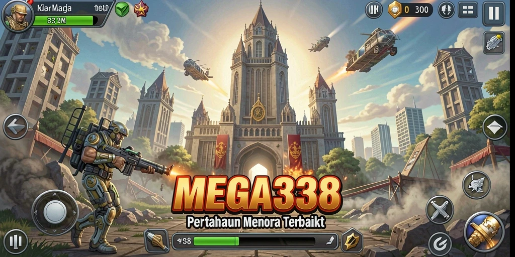 Gameplay intens di MEGA338 dengan menara yang berstrategi.