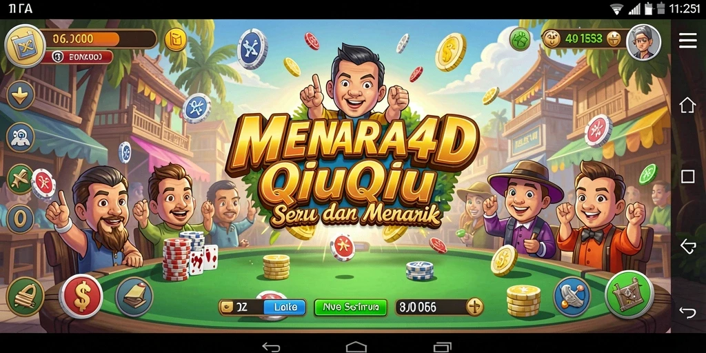 Tampilan gameplay seru dalam MENARA4D dengan suasana QiuQiu.