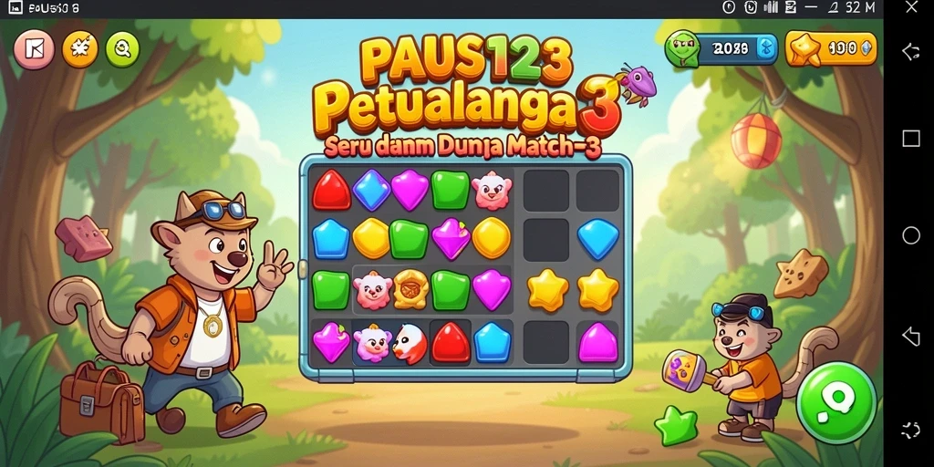 Gameplay seru PAUS123 dengan level Match-3 yang menantang.