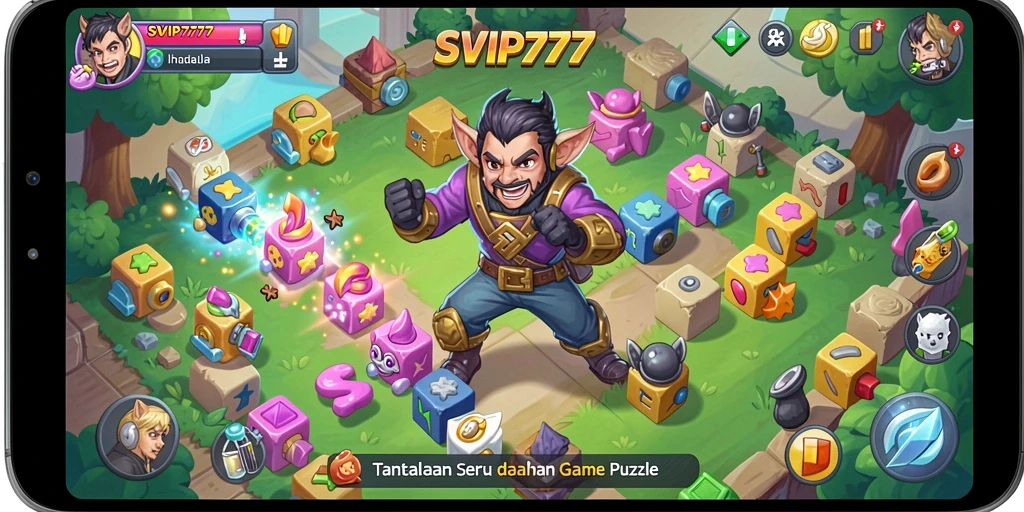 Tampilan gameplay SVIP777 yang menantang dengan berbagai puzzle seru.