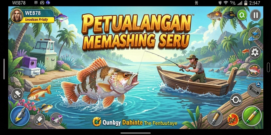 Tampilan gameplay WE878 yang menakjubkan saat memancing.